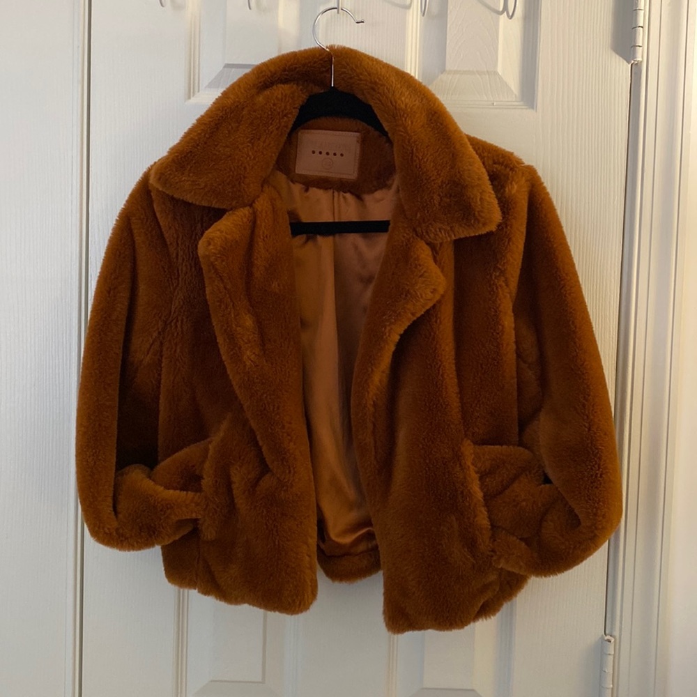 BLANK NYC faux fur cropped coat